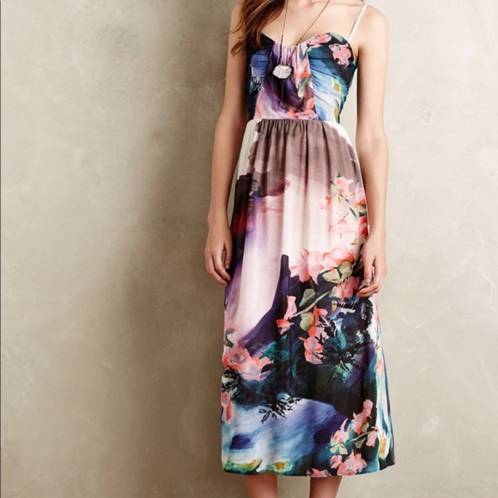Anthropologie Watercolor Daybreak Midi Dress
